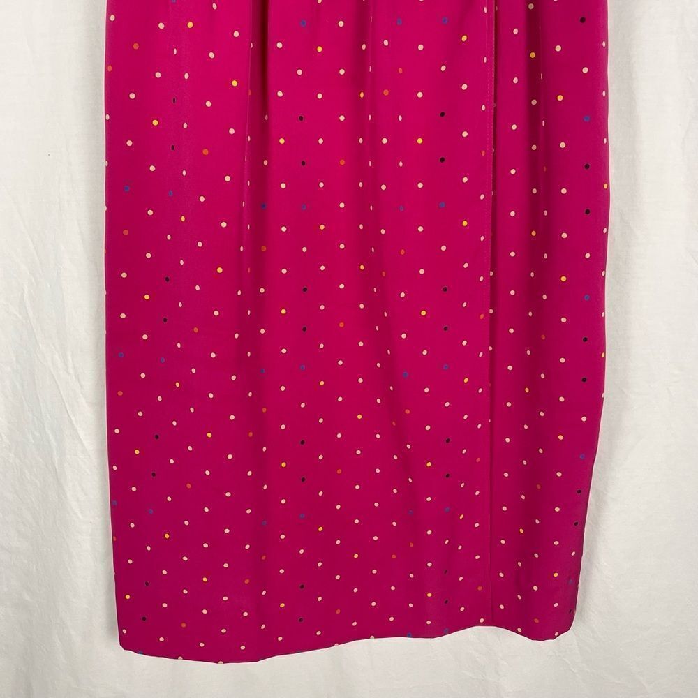 Albert Nipon Pink Vintage 80’s Polka Dot Midi Dre… - image 6